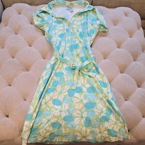 Lilly Pulitzer Green and Blue Floral Midi Dress